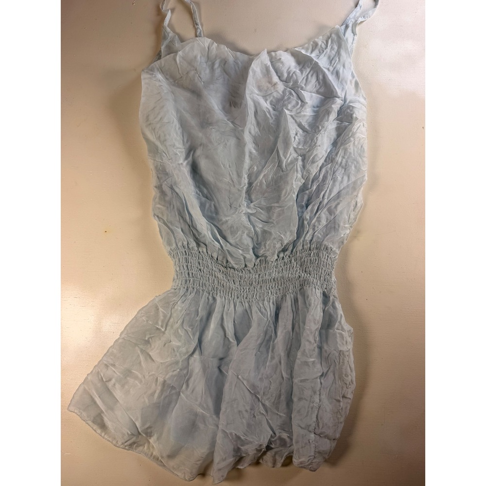 Sofia Made in Italy Romper Women Small Light Blue Excellent Smocked Boho Gauze